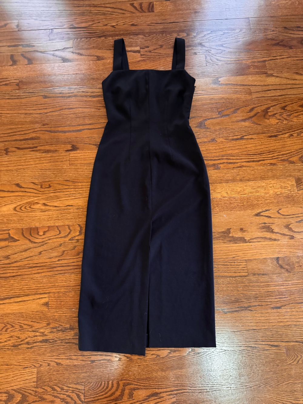ZARA Black Solid Square Neck Sleeveless Midi Dress Size S